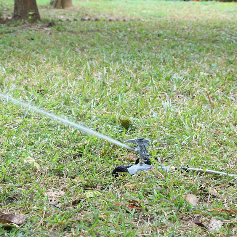 STYDDI Metal Pulsating Sprinkler on in-Series Metal Wheeled Base, Adjustable Circular Water Sprinkler for Medium to Large Circular Lawn, Yard, Garden and Large Areas, Coverage up to 6,360 Sq. ft - Image 4